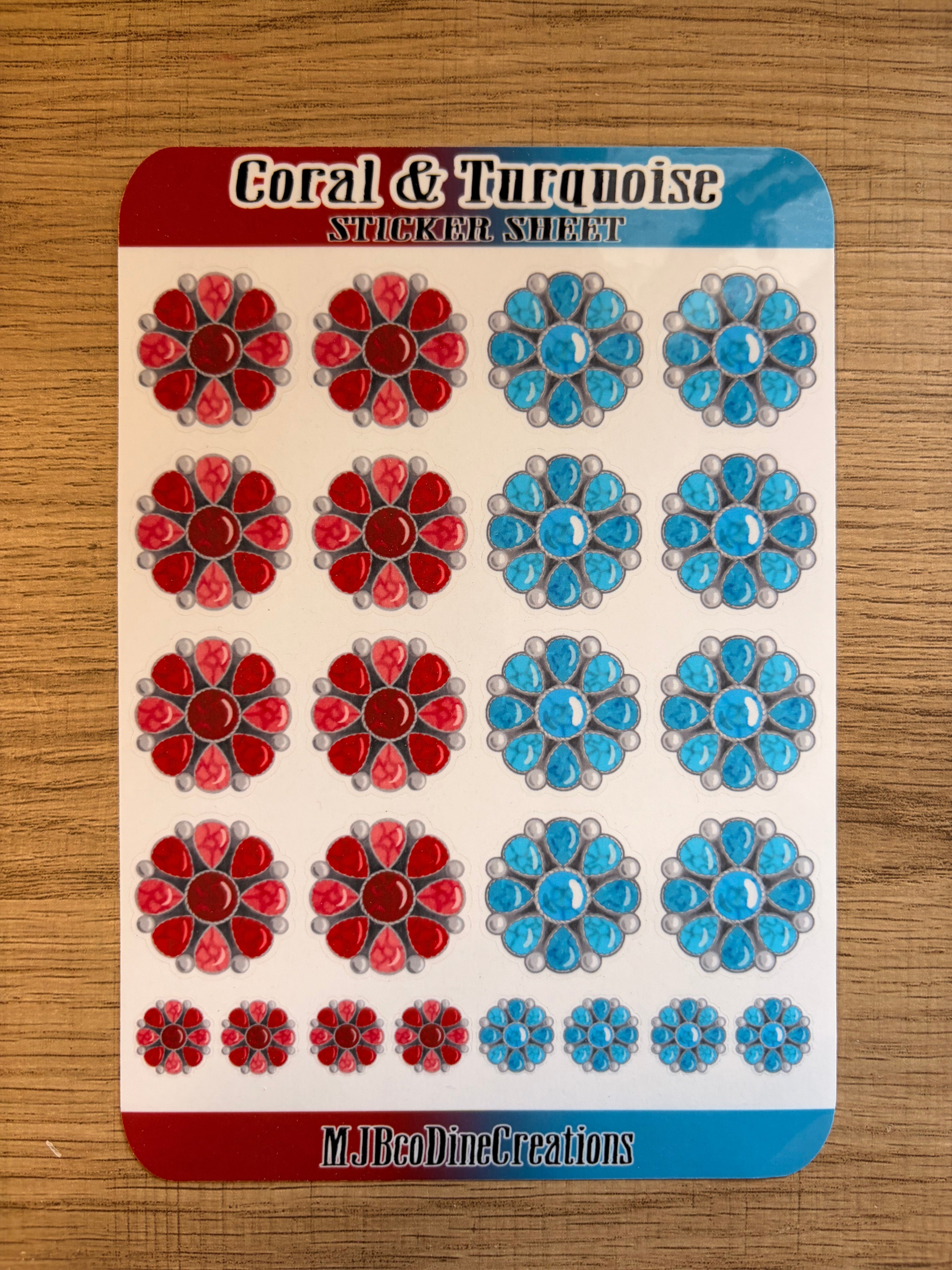 Clear Coral & Turquoise Sticker Sheet