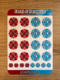 Glossy Coral & Turquoise Sticker Sheet