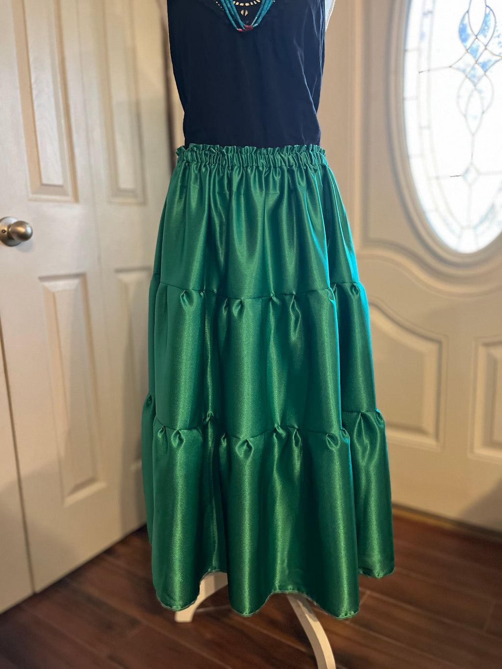 Green 3 tier Satin skirt