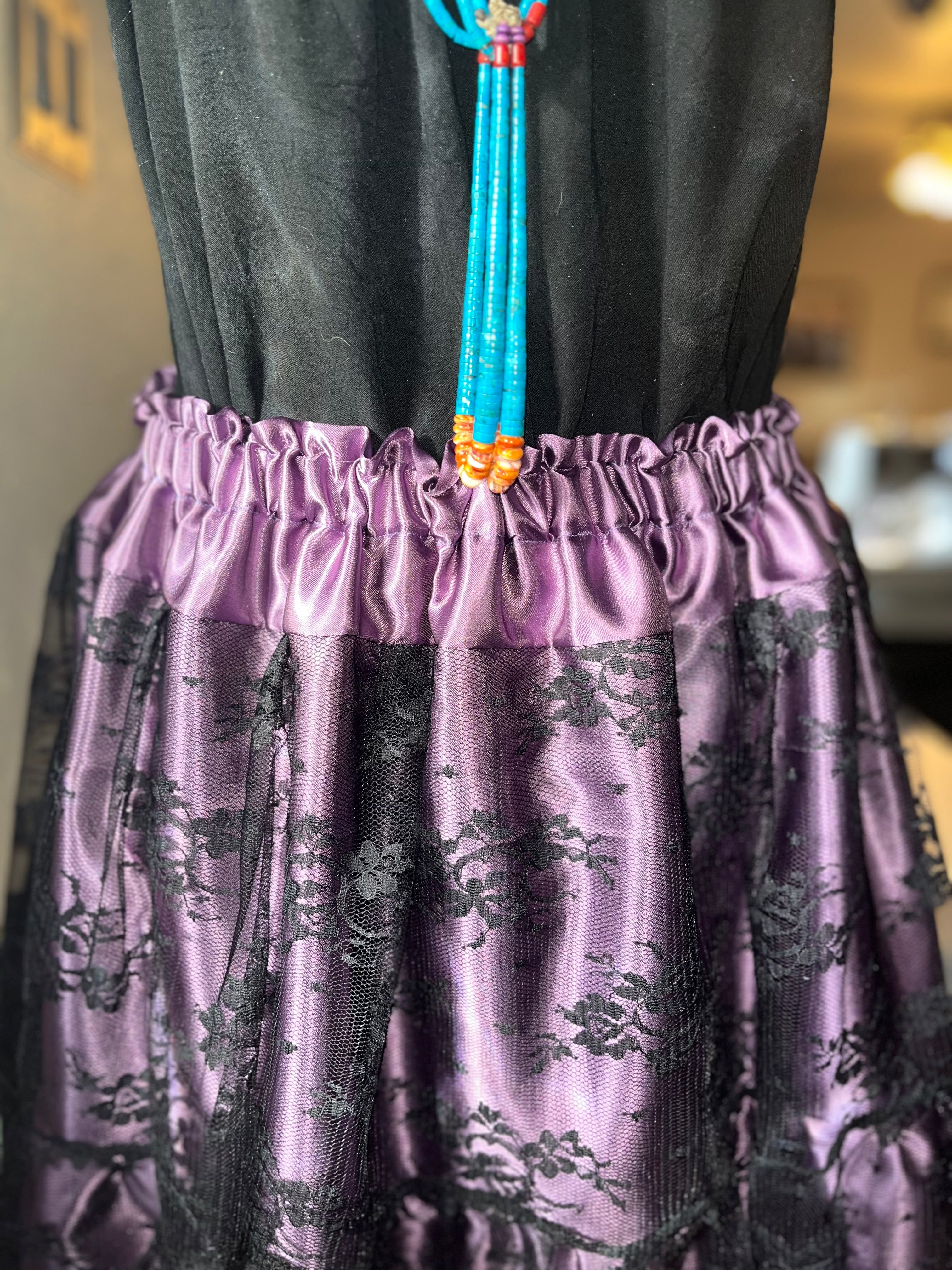 Purple 3 tier Satin skirt