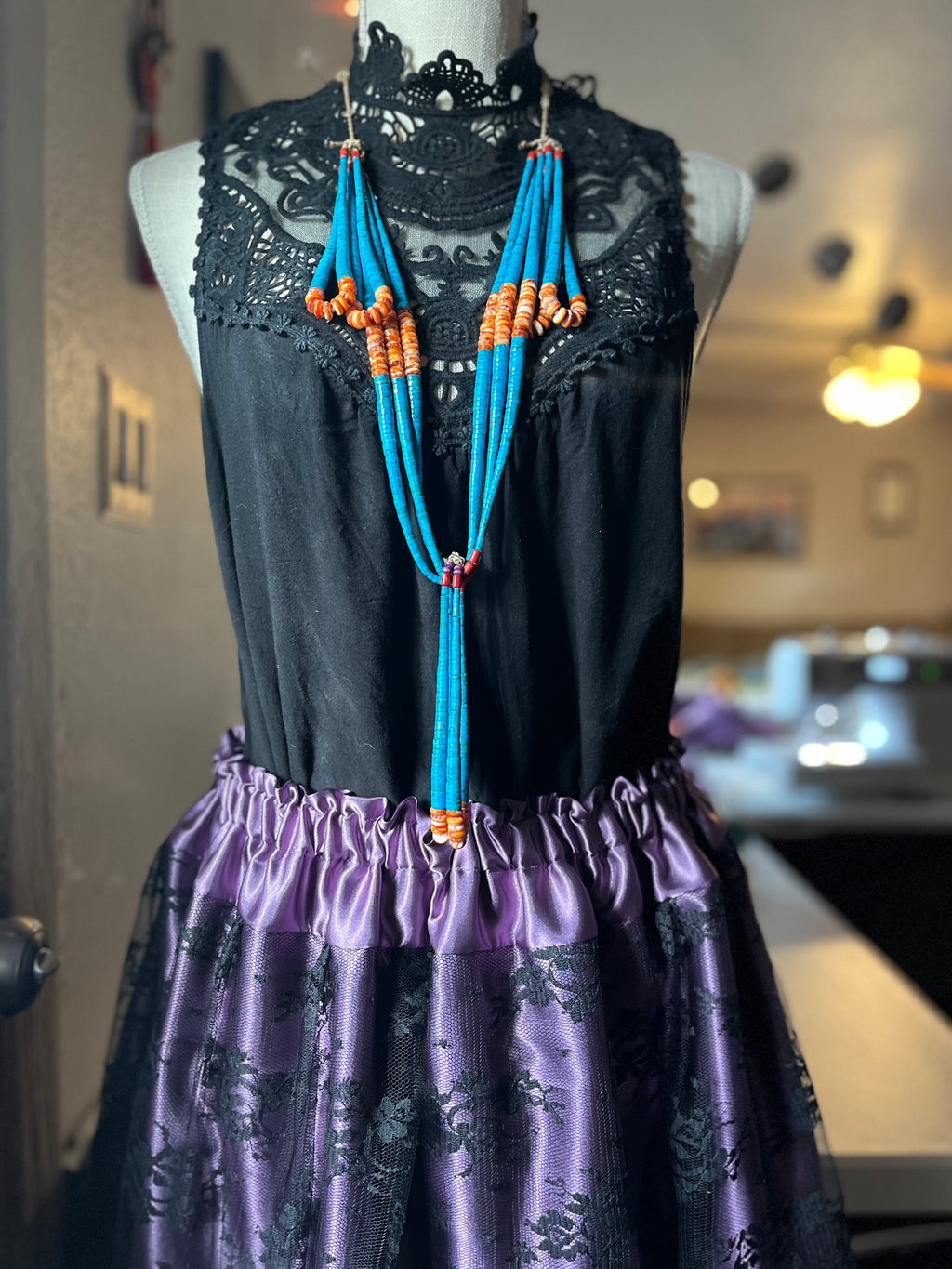 Purple 3 tier Satin skirt