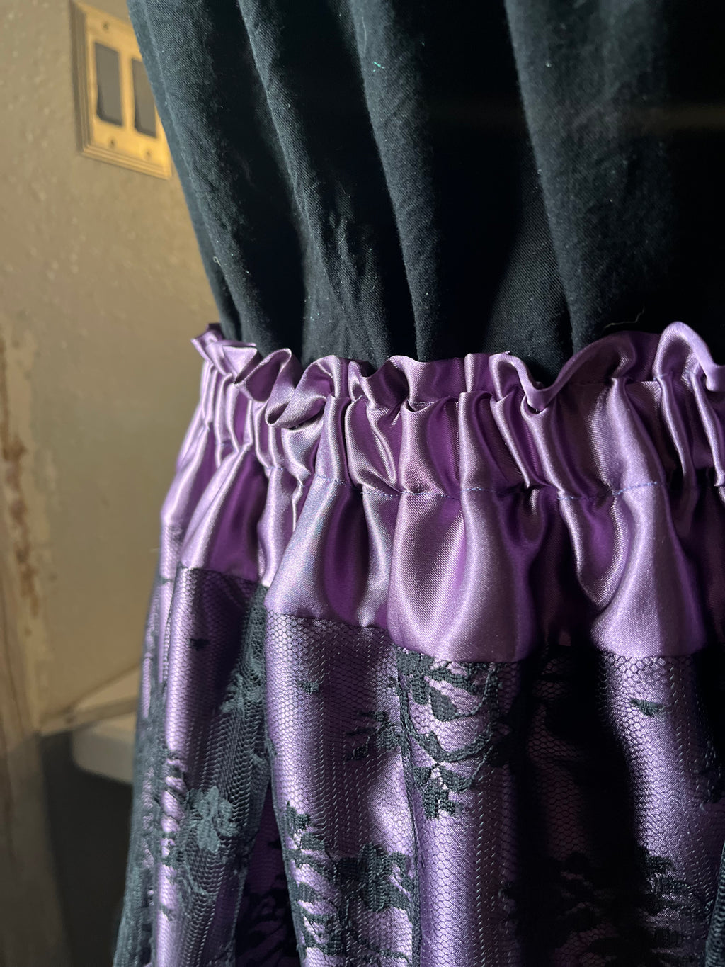 Purple 3 tier Satin skirt