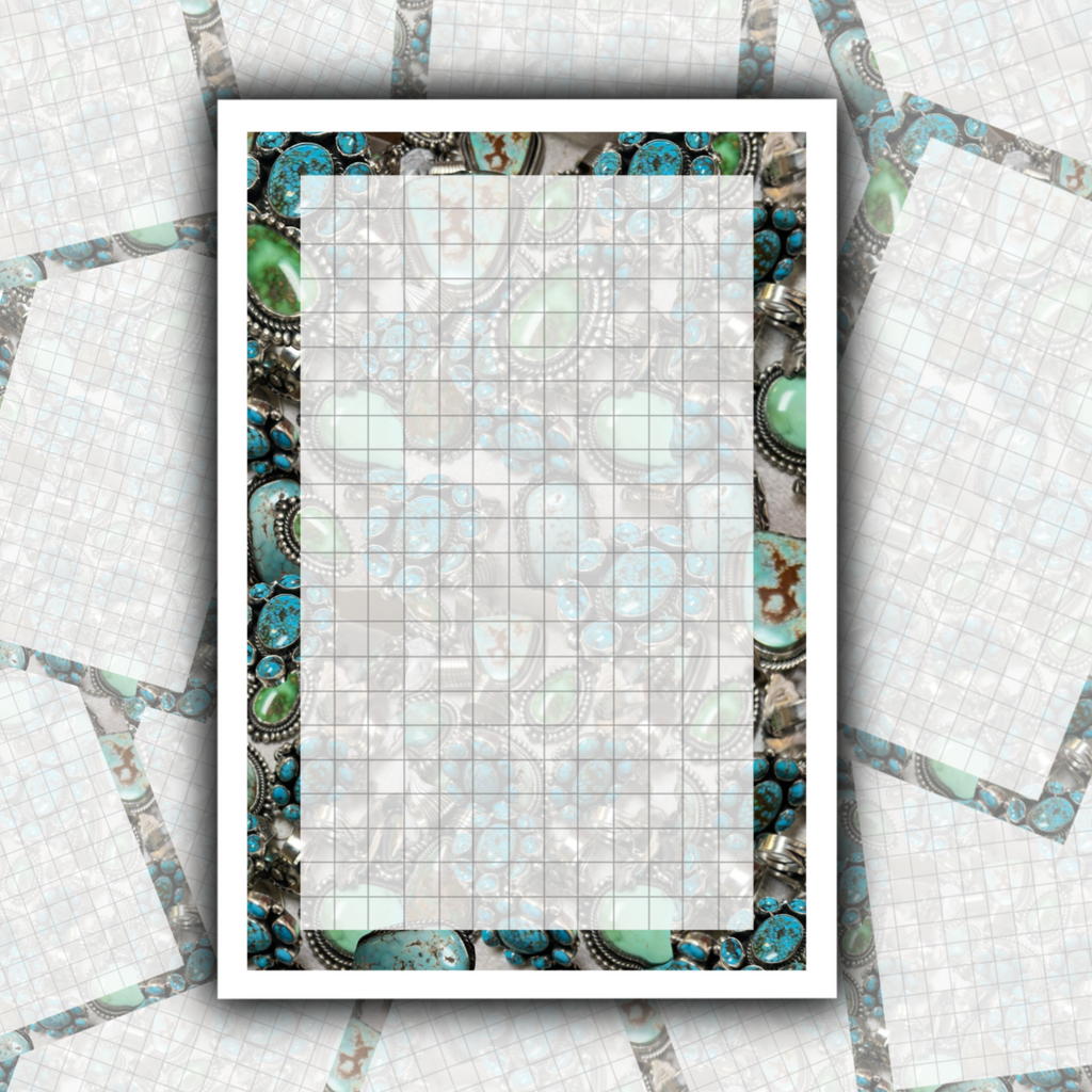 Turquoise Rings Notepad Grid