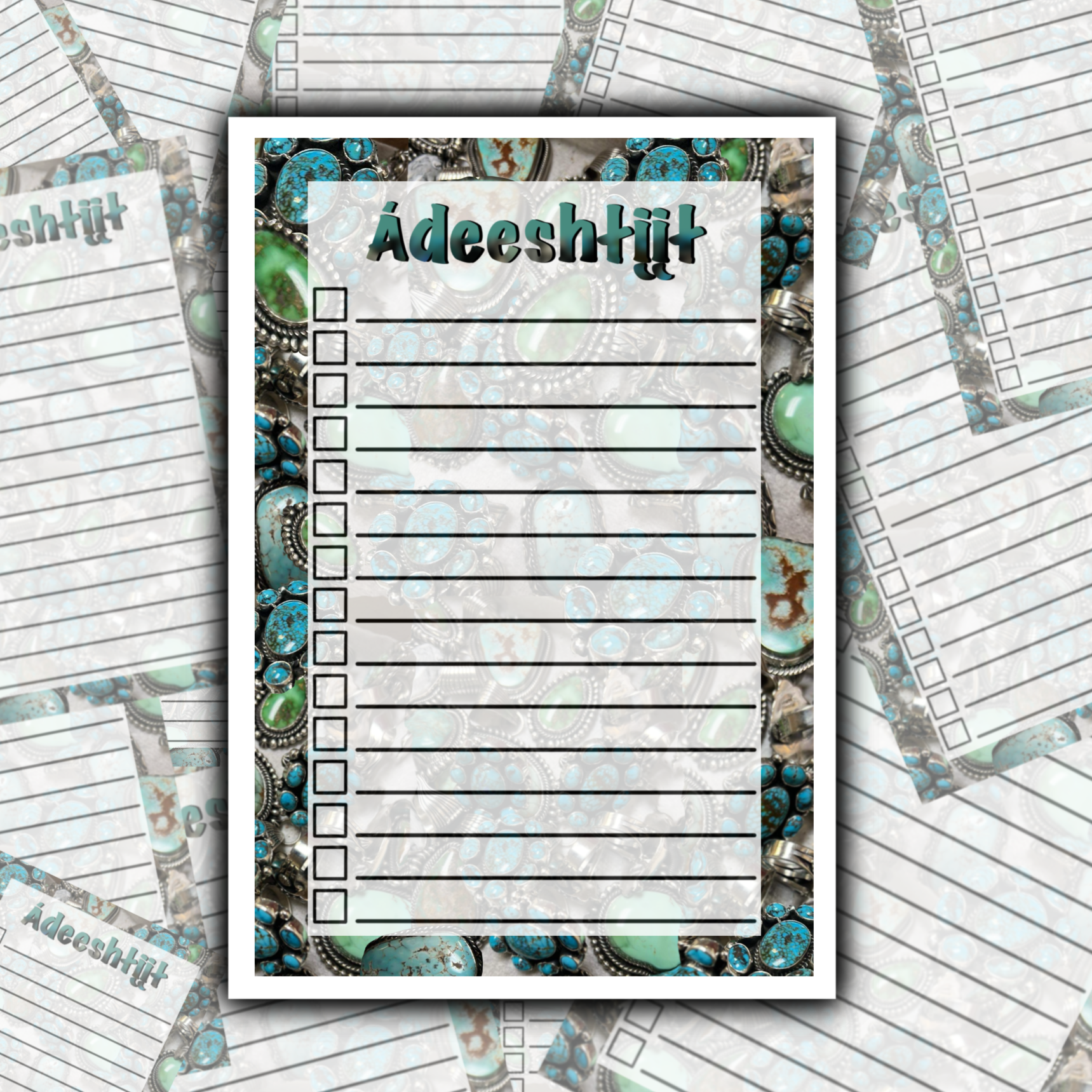 Turquoise Rings Notepad Todo