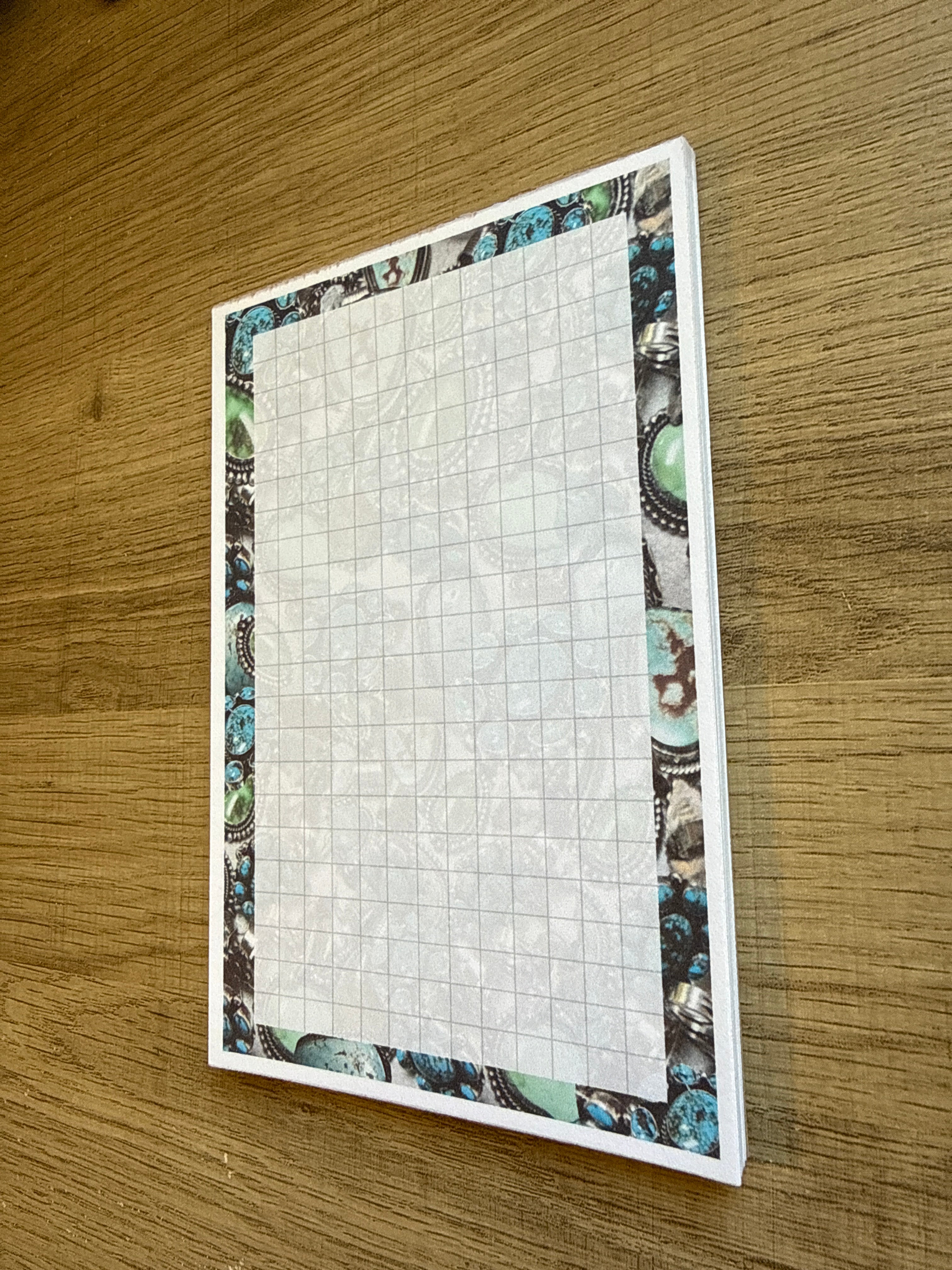 Turquoise Rings Notepad Grid