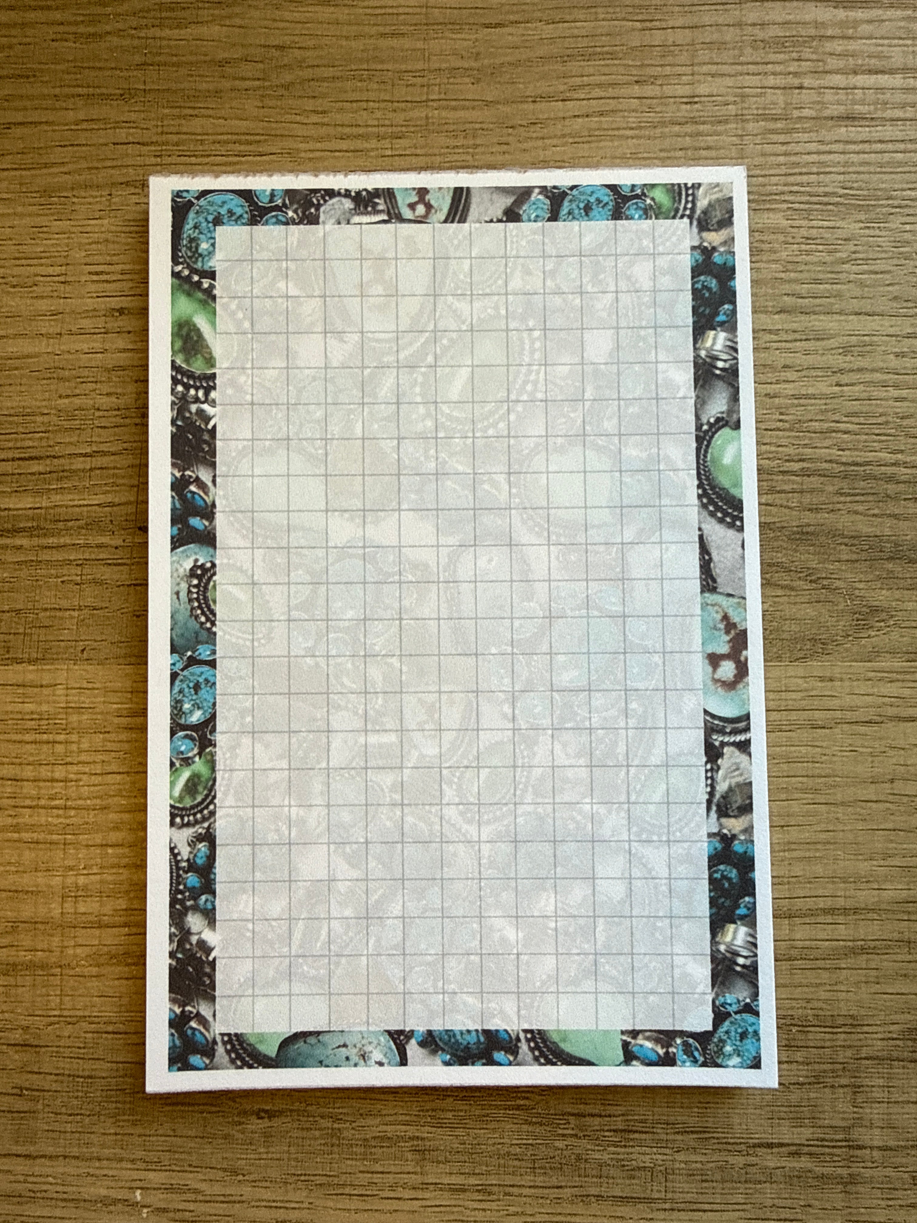 Turquoise Rings Notepad Grid